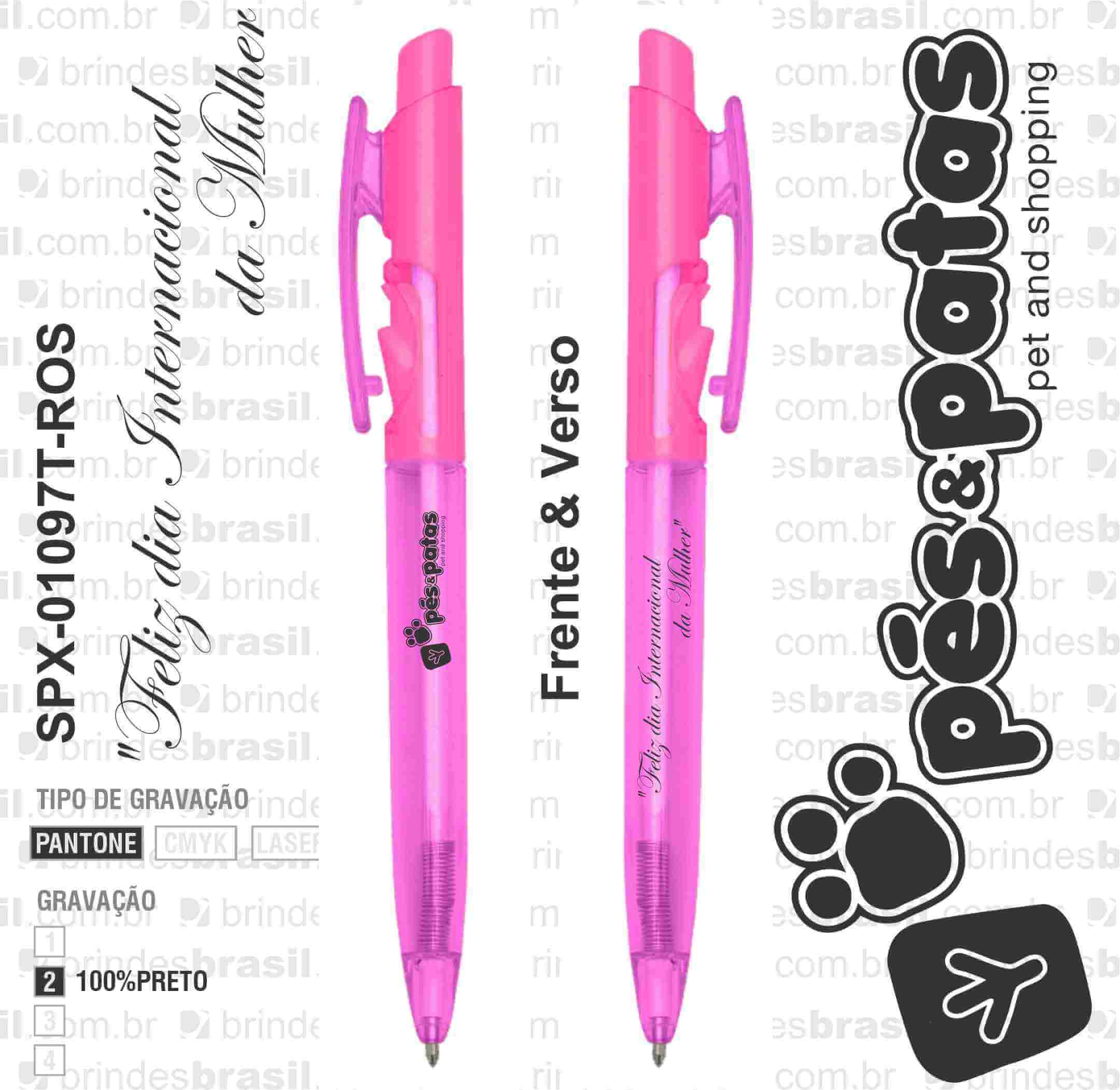 CANETA PLÁSTICA SPX-01097T-ROS NA COR ROSA - Imagem 4