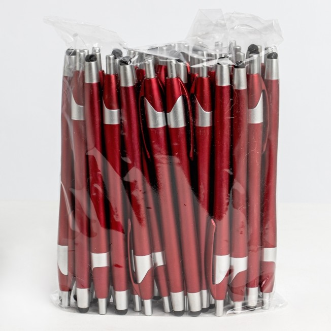 PACOTE COM CANETA PLÁSTICA TOUCH SPX-P@12638-VM NA COR VERMELHO