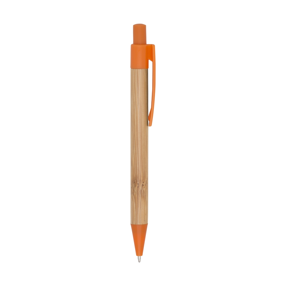 CANETA BAMBU C DETALHES PLASTICOS  SPX-12172-LAR NA COR LARANJA