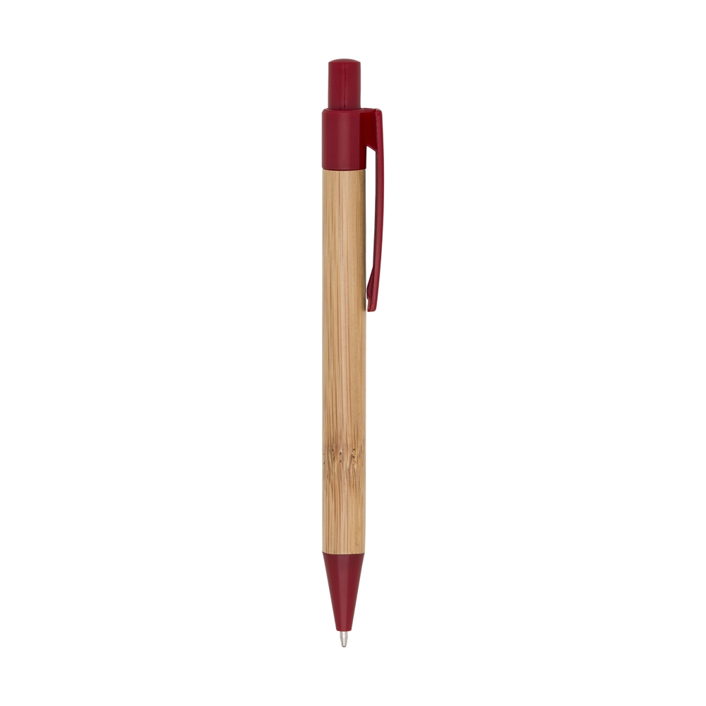 CANETA BAMBU C DETALHES PLASTICOS SPX-12172-VM NA COR VERMELHO
