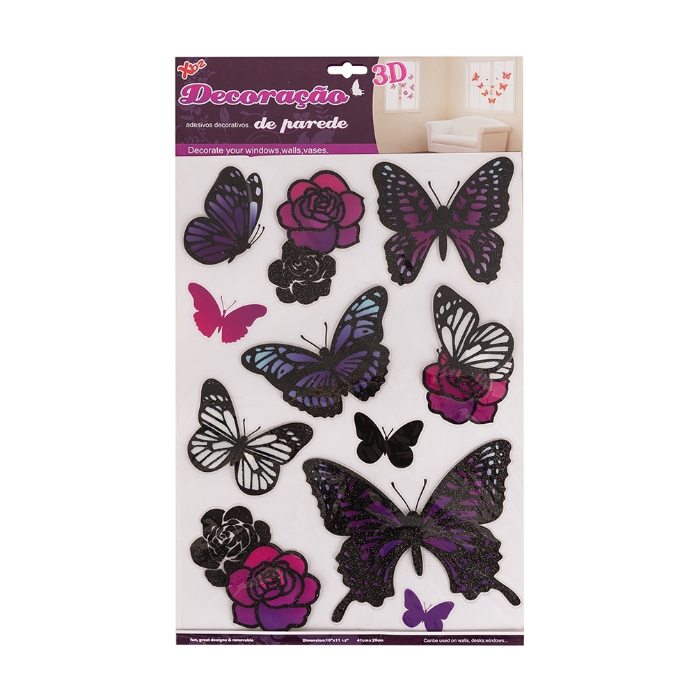 ADESIVO DECORATIVO BORBOLETAS SPX-P$ADSKK0017-PRE NA COR PRETO