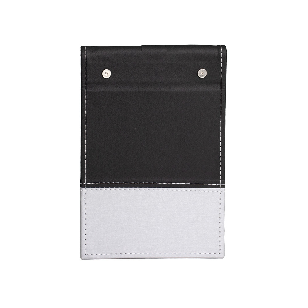 BLOCO DE ANOTAÇÕES EM COURO SINTÉTICO E PORTA CANETA SPX-14911-CIN NA COR PRATA