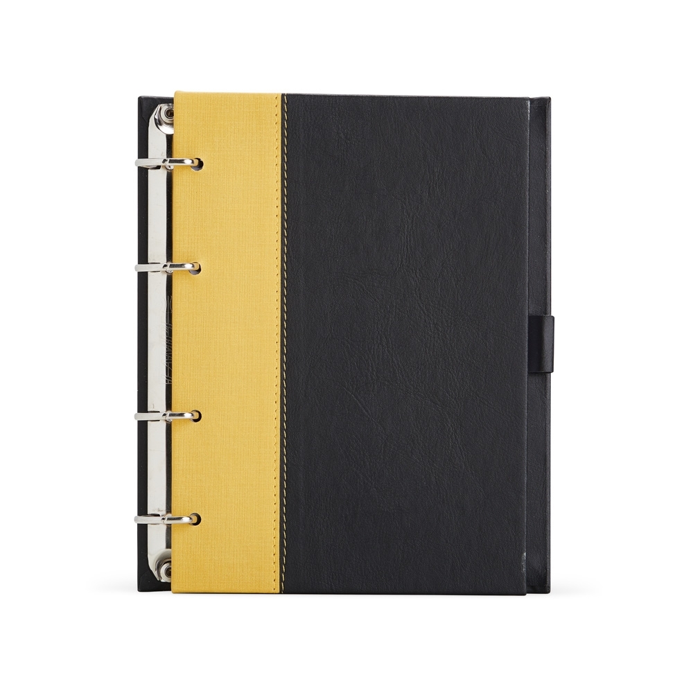 CADERNO FICHÁRIO DE COURO SINTÉTICO SPX-14953-PRE/AMA NA COR PRETO