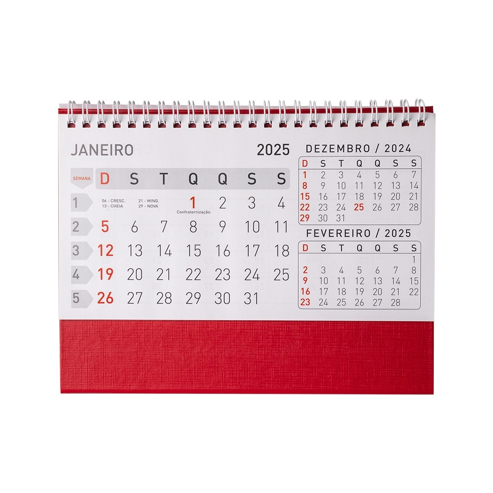 CALENDÁRIO DE MESA 2026 SPX-14950G-VM NA COR VERMELHO