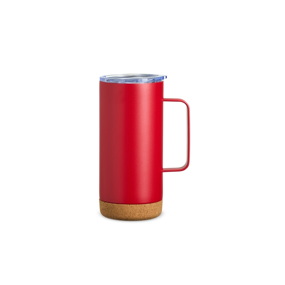 CANECA TÉRMICA COM CORTIÇA DE 500ML SPX-18839-VM NA COR VERMELHO