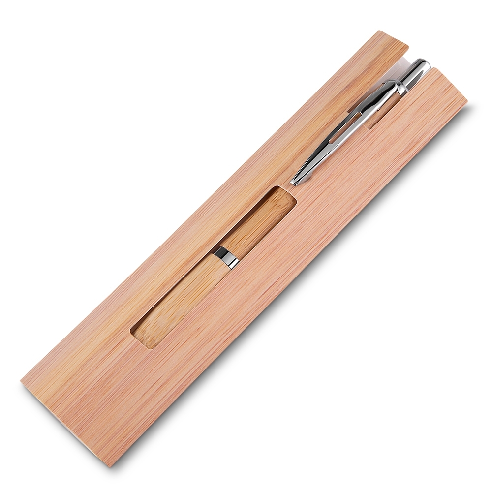 CANETA BAMBU C/ ESTOJO PAPEL SPX-14664-MAD NA COR MADEIRA