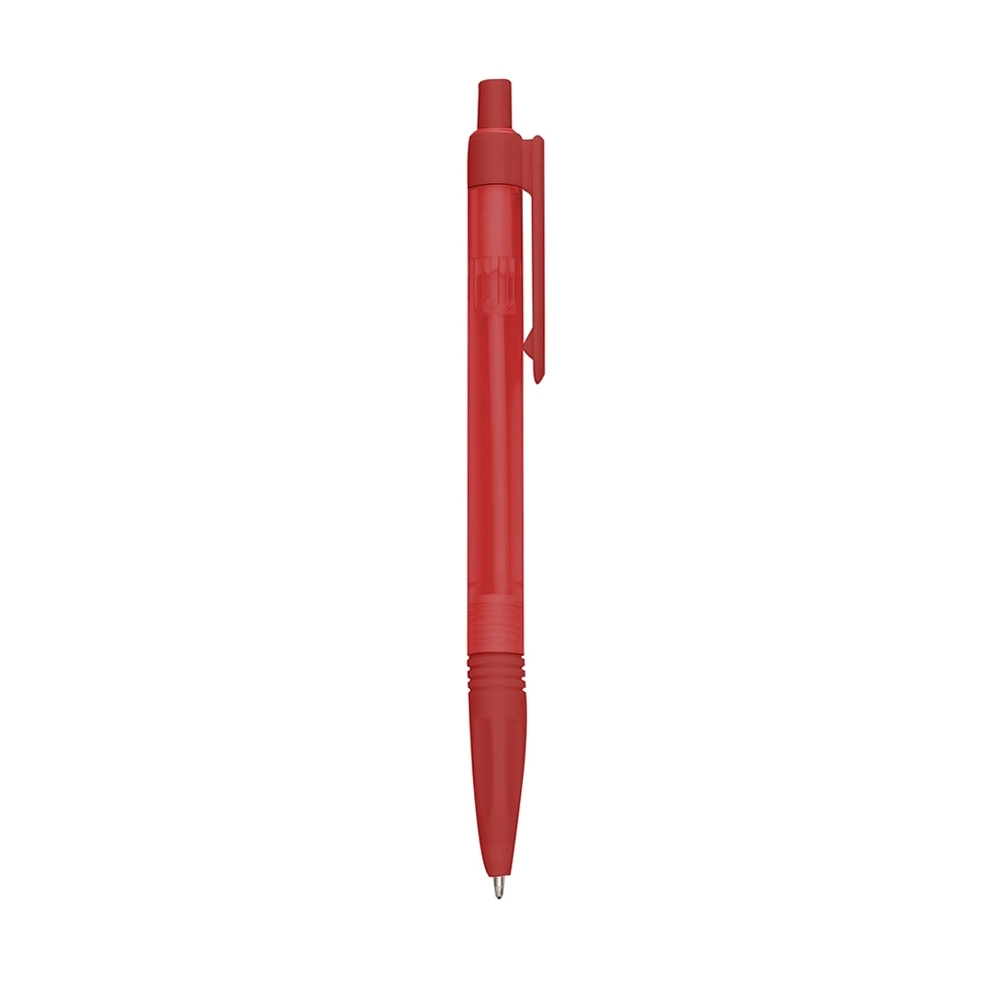 CANETA PLÁSTICA TRANSLUCIDA SPX-01095T-VM NA COR VERMELHO