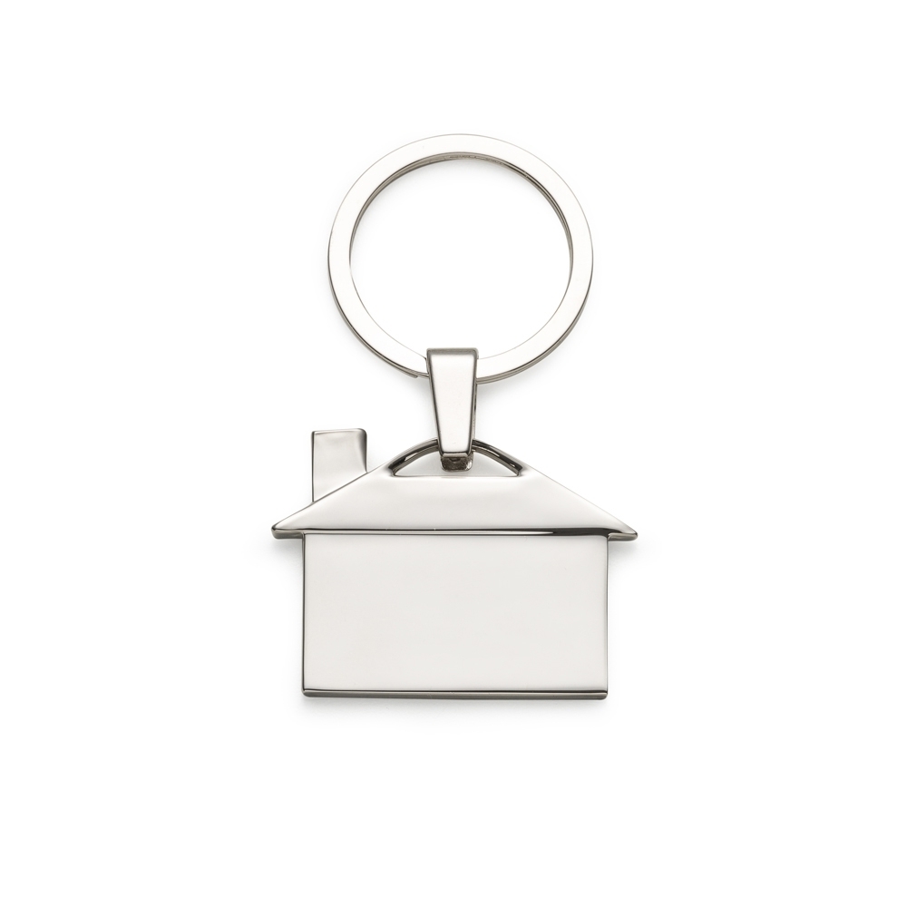 CHAVEIRO FORMATO CASA BRILHANTE SPX-12209-PLÁSTICO-PRA NA COR PRATA