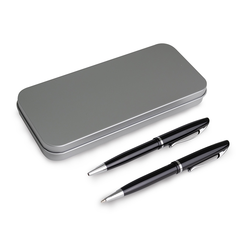 CONJUNTO CANETA E LAPISEIRA METAL SPX-07005-PRE NA COR PRETO