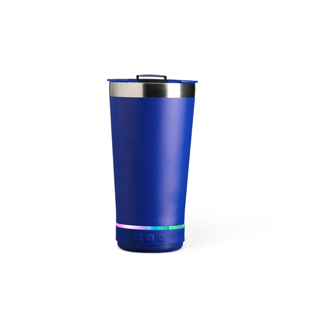 COPO TÉRMICO 400ML COM CAIXA DE SOM SPX-18749B-AZU NA COR AZUL