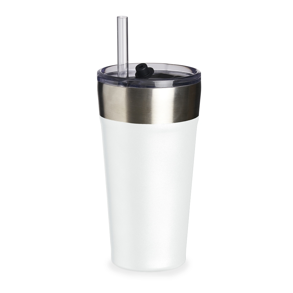 COPO TÉRMICO C/ CANUDO SPX-18655-BCO NA COR BRANCO