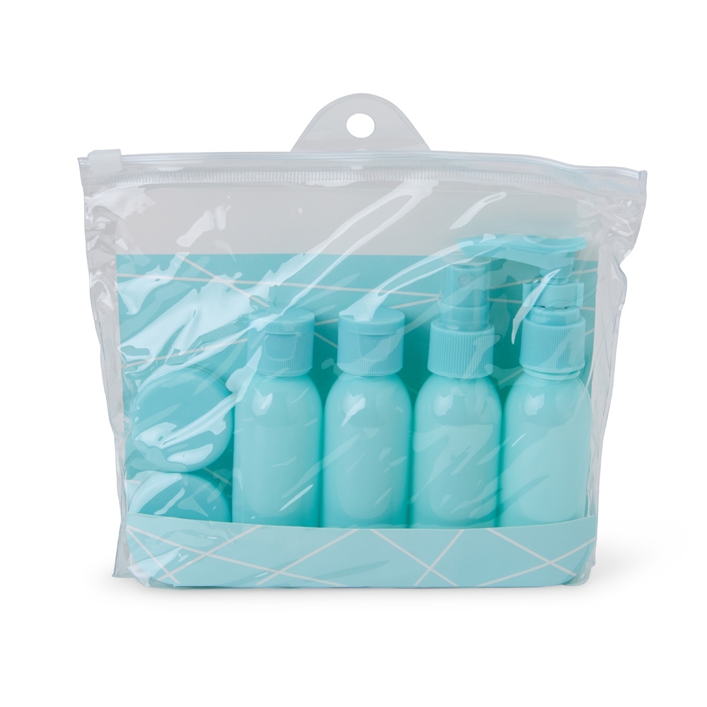 KIT VIAGEM PLÁSTICO 6 PEÇAS SPX-18929-TUR NA COR AZUL