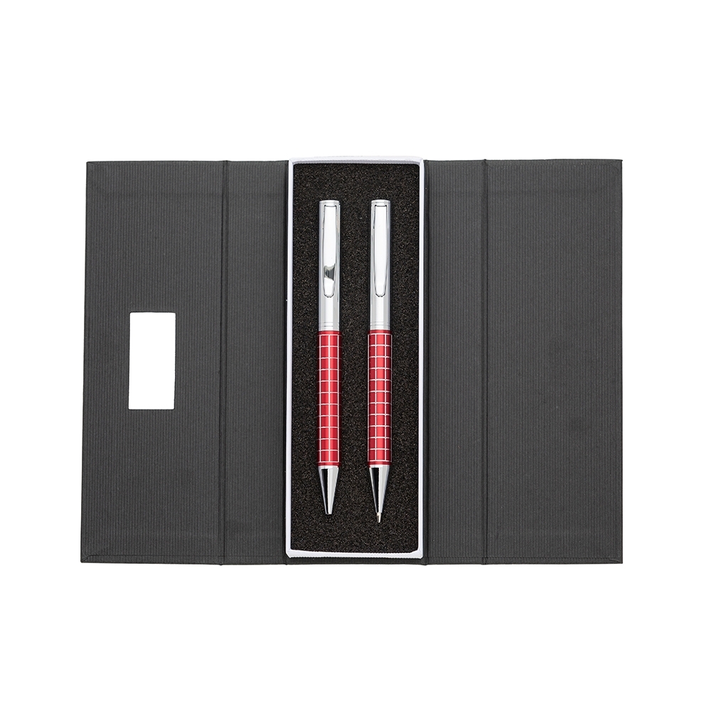 KIT CANETA E LAPISEIRA DE METAL SPX-201PAR-VM NA COR VERMELHO