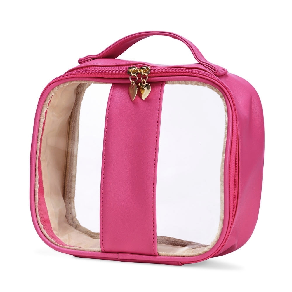 NECESSAIRE EM PVC E PU TAM.G SPX-18647G-RSE NA COR ROSA