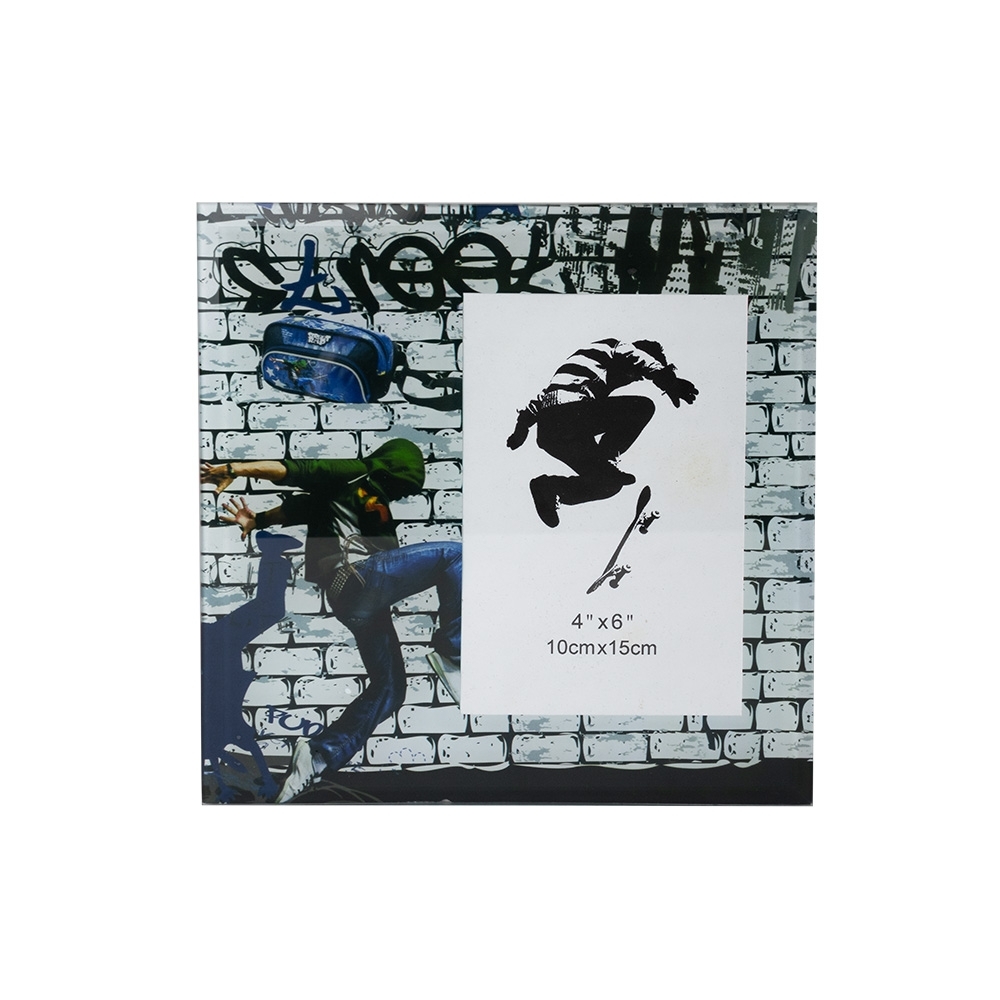 PORTA RETRATO SKATE 10X15 CM VIDRO  SPX-P$8408B-INO NA COR INOX