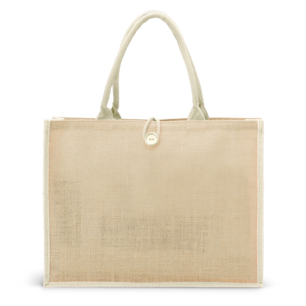 SACOLA DE JUTA COM BOTÃO SPX-18842-BCO NA COR BRANCO