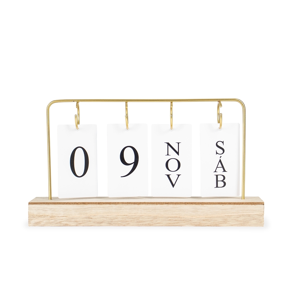 CALENDÁRIO PERMANENTE MDF COM ALÇA DE FERRO SPX-19026-MAD NA COR MADEIRA