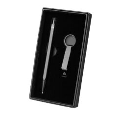 KIT CANETA CHAVEIRO ALUMÍNIO SPX-15363-PRE NA COR PRETO