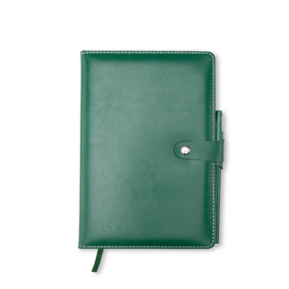 CADERNETA COURO SINTÉTICO COM CANETA SPX-19147-VD NA COR VERDE