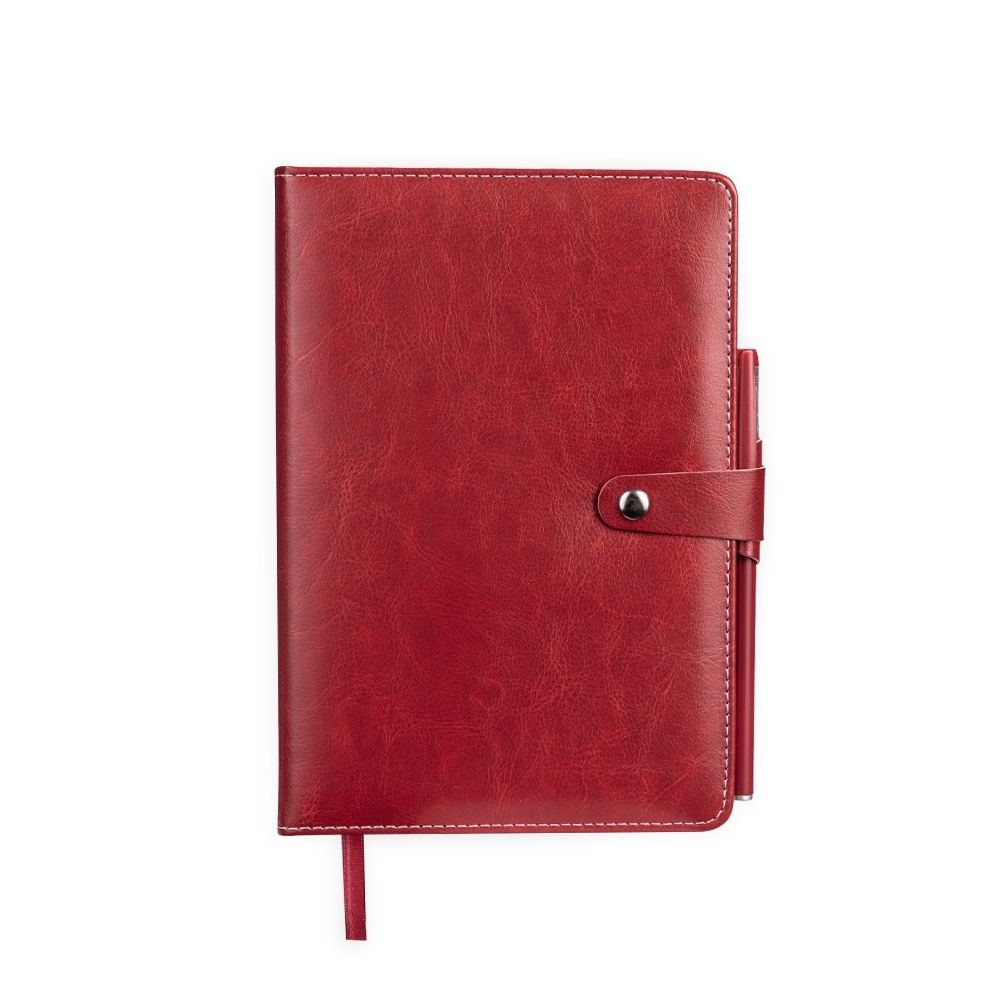 CADERNETA COURO SINTÉTICO COM CANETA SPX-19147-VM NA COR VERMELHO