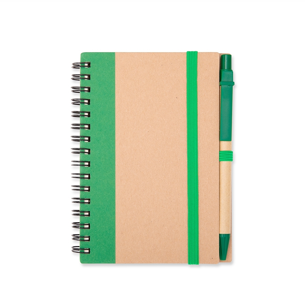 CADERNO ECOLÓGICO COM CANETA SPX-19136-VD NA COR VERDE