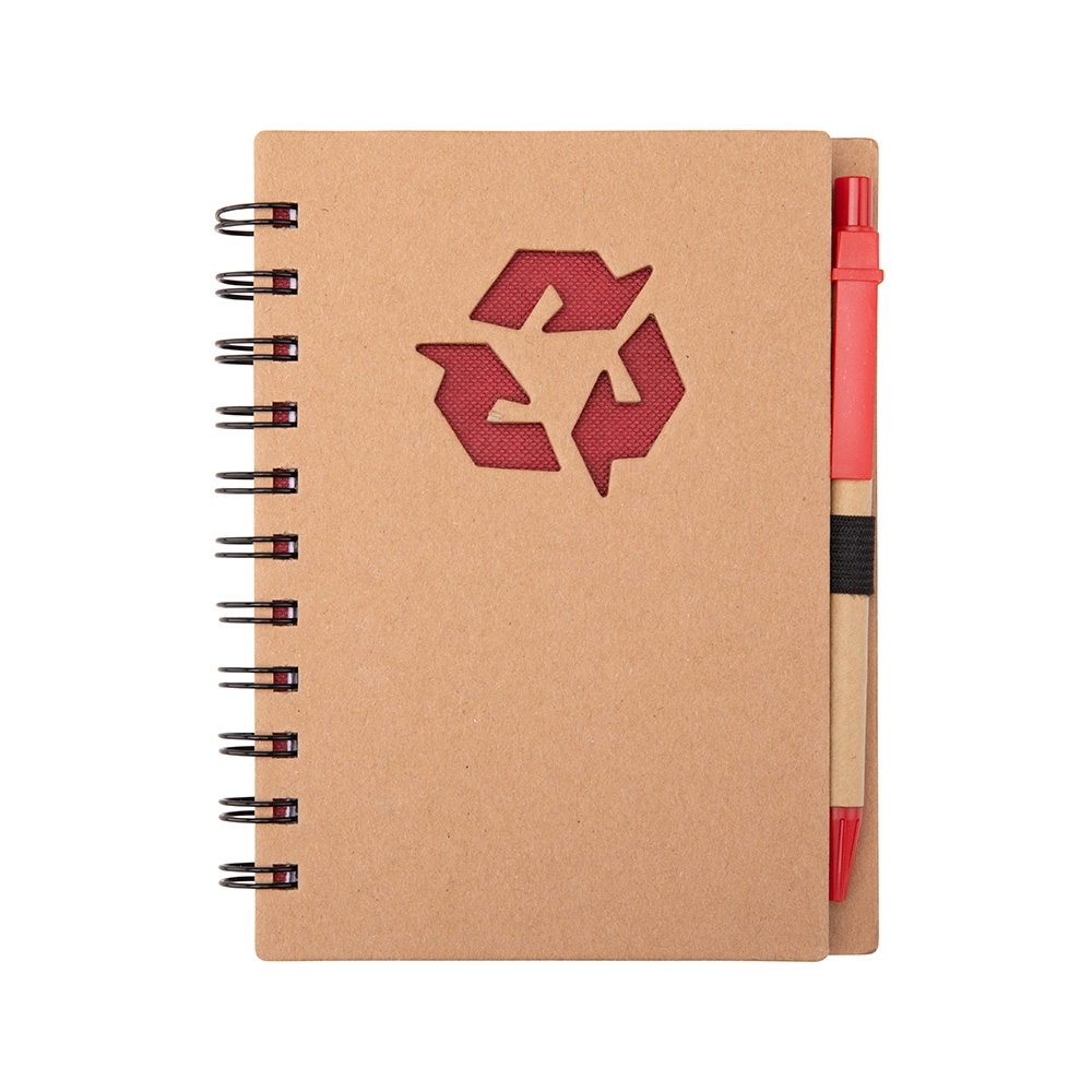 CADERNO ECOLÓGICO COM CANETA SPX-19135-VM NA COR VERMELHO