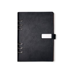CADERNO FICHÁRIO COURO SINTÉTICO SPX-19140-PRE NA COR PRETO