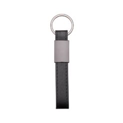 CHAVEIRO METAL COM COURO SINTÉTICO SPX-19149-PRE NA COR PRETO